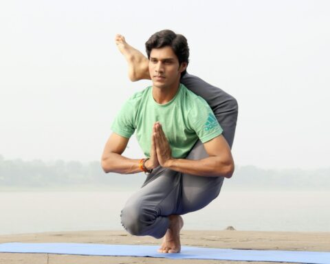 man doing yoga