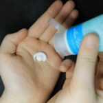 blue and white plastic bottle