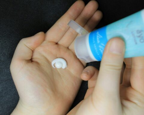 blue and white plastic bottle